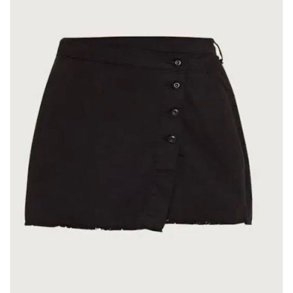 NSF Everly Cotton Canvas Mini Wrap Skirt in Black NWT Size X-Small